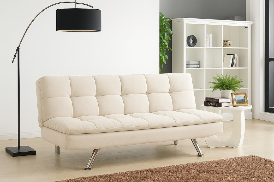 Kingston Fabric Sofa Bed with Chrome Legs, Cream Fabric