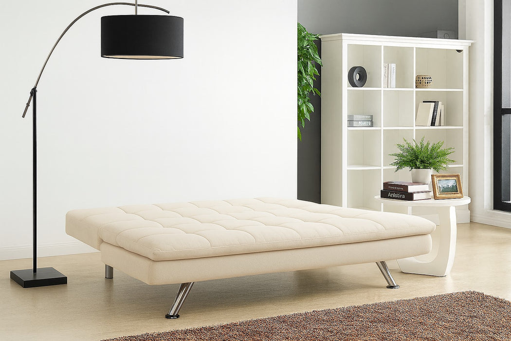 Kingston Fabric Sofa Bed with Chrome Legs, Cream Fabric