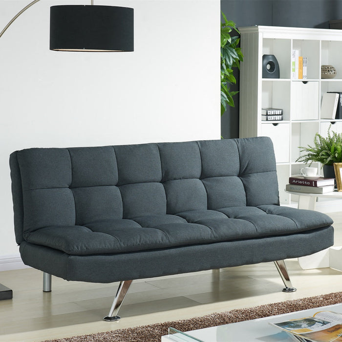 Kingston Fabric Sofa Bed with Chrome Legs, Charcoal Fabric