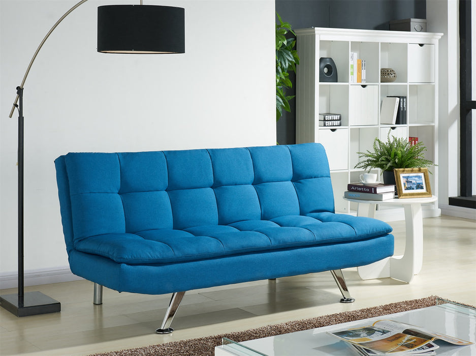 Kingston Fabric Sofa Bed with Chrome Legs, Blue Fabric