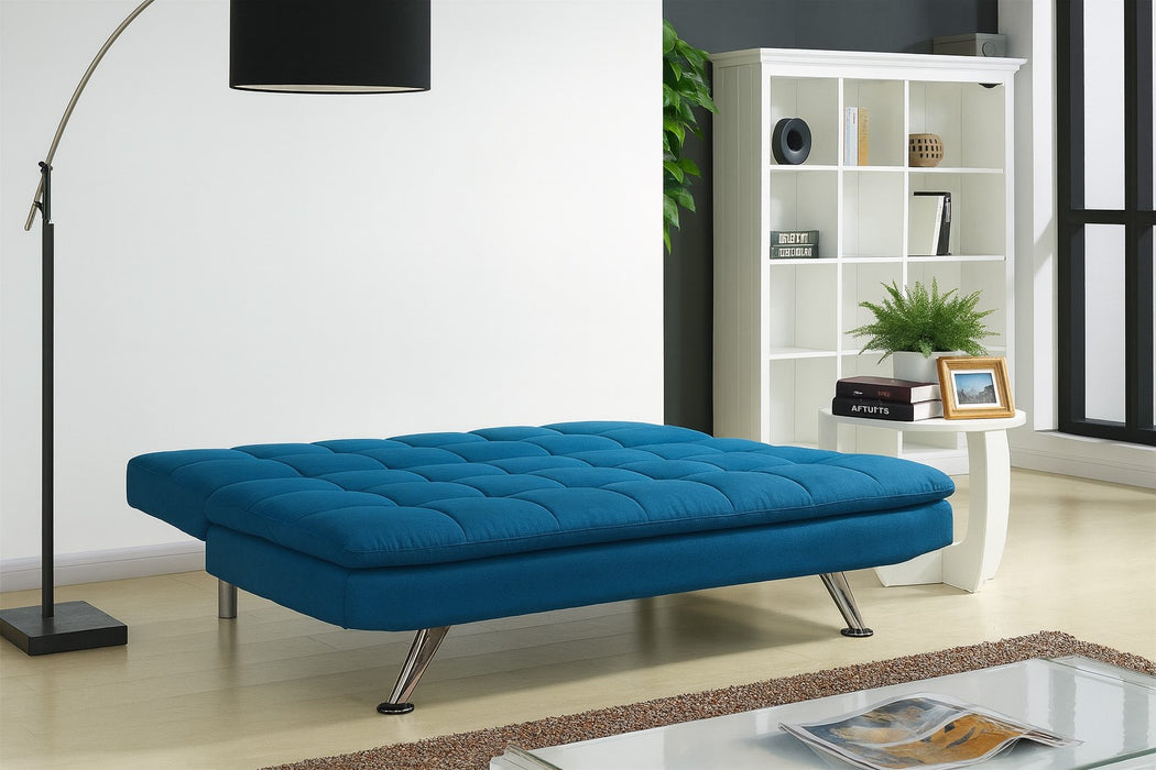 Kingston Fabric Sofa Bed with Chrome Legs, Blue Fabric
