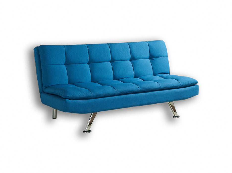 Kingston Fabric Sofa Bed with Chrome Legs, Blue Fabric