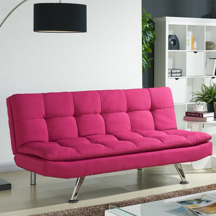 Kingston Fabric Sofa Bed with Chrome Legs, Pink Fabric