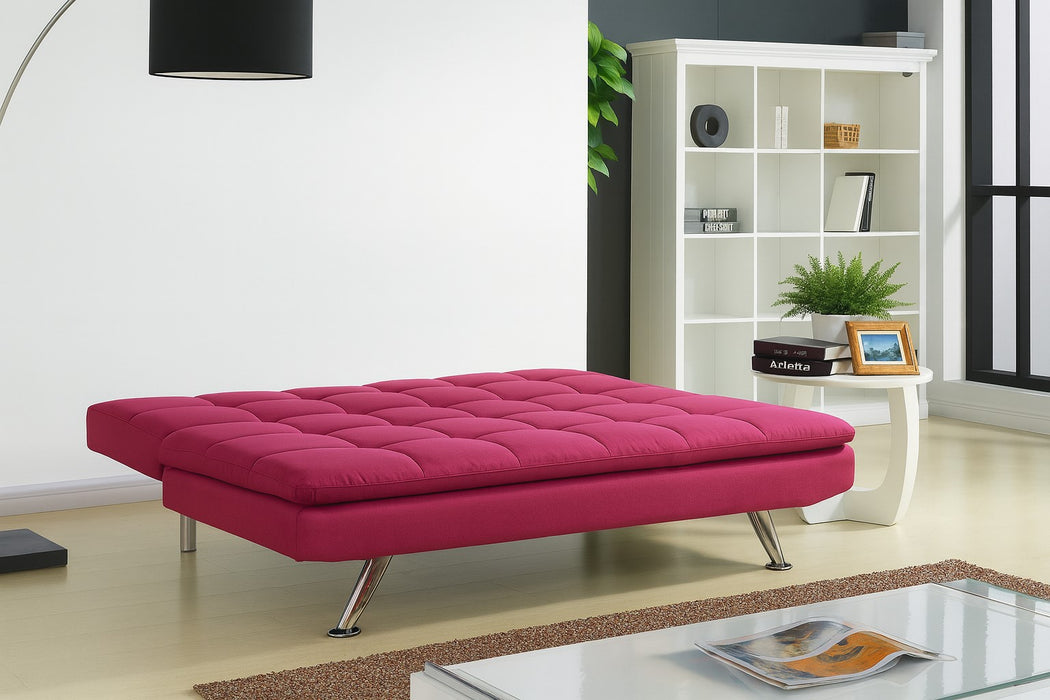 Kingston Fabric Sofa Bed with Chrome Legs, Pink Fabric