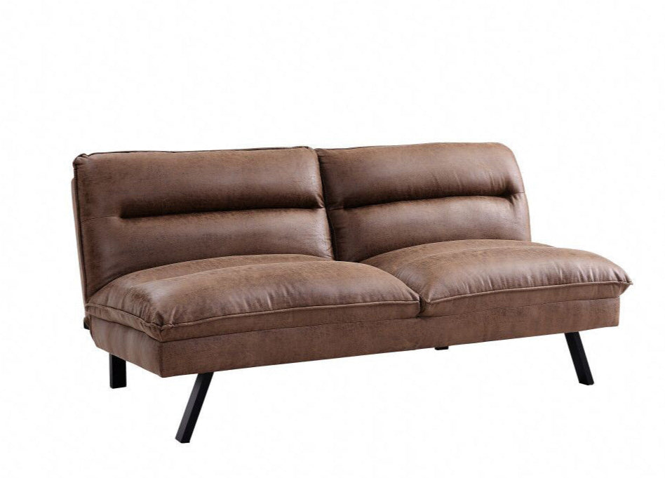 Edmonton Air Leather Fabric Sofa Bed, Brown Air Leather Fabric