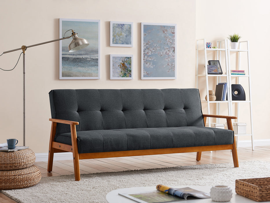 Langford Fabric Sofa Bed With Dark Wooden Frame, Charcoal fabric