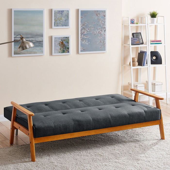 Langford Fabric Sofa Bed With Dark Wooden Frame, Charcoal fabric