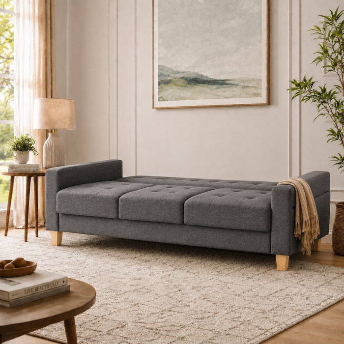 Victoria Fabric Sofa Bed, Charcoal Grey Fabric