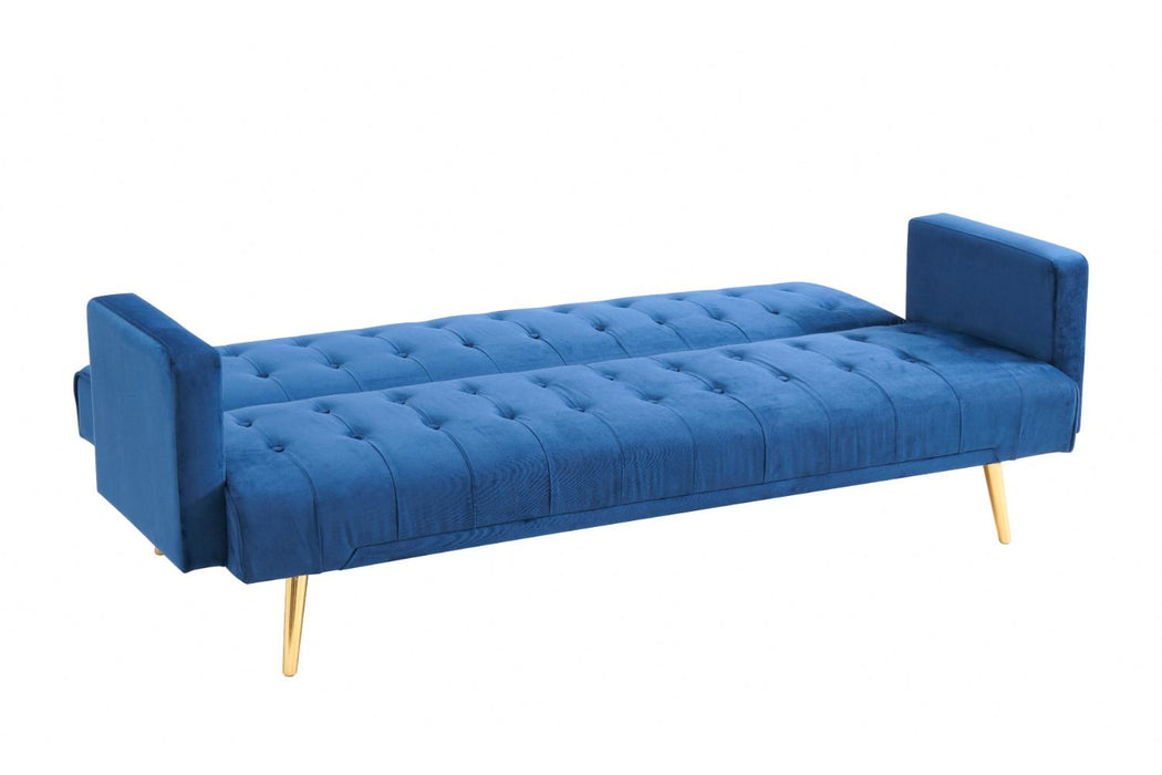 Windsor Sofa Bed Luxury Velvet, Blue Velvet With Gold Metal Legs