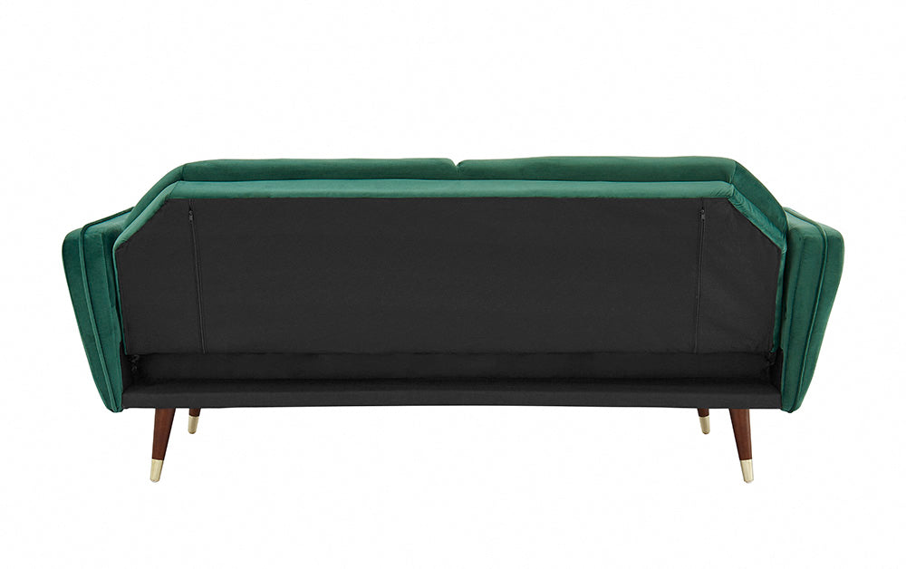 Whitby Velvet Sofa Bed Chesterfield Design With Metal Tipped Wooden Legs, Dark Green Velvet