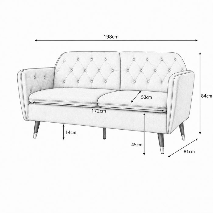 Whitby Velvet Sofa Bed Chesterfield Design With Metal Tipped Wooden Legs, Grey Velvet