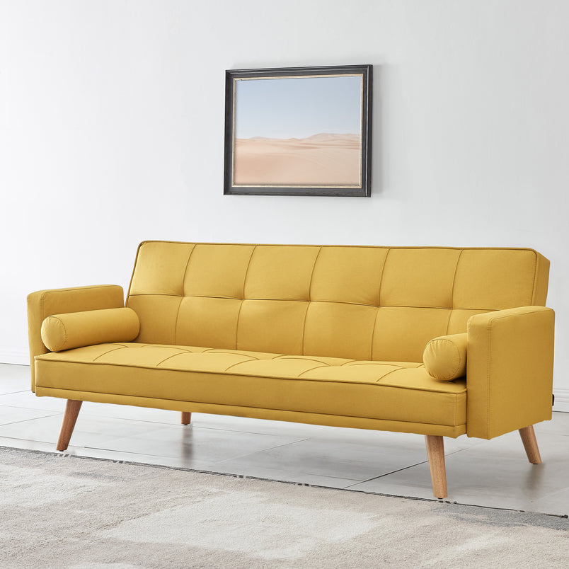 Sarnia Sofa Bed - Mustard Linen Fabric | Home Detail UK