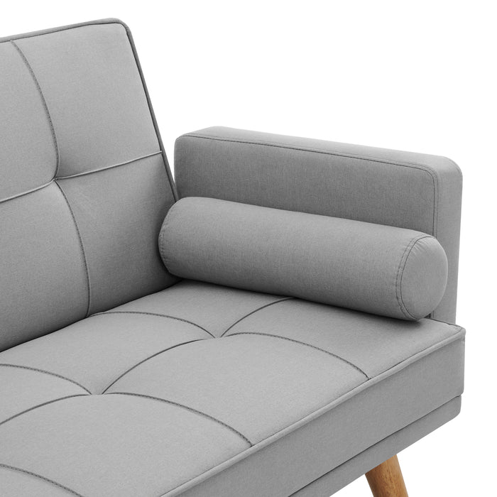 Sarnia Fabric Sofa Bed With Matching Bolster Cushions, Light Grey Linen Fabric