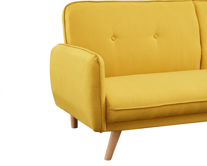 Belmont Fabric Sofa Bed With Natural Wooden Legs, Mustard Fabric