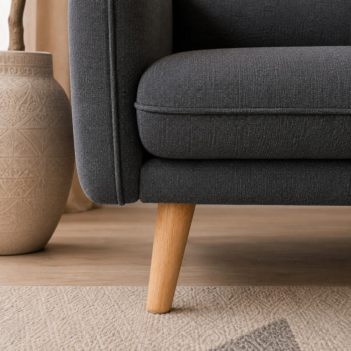 Belmont Fabric Sofa Bed With Natural Wooden Legs, Charcoal Fabric