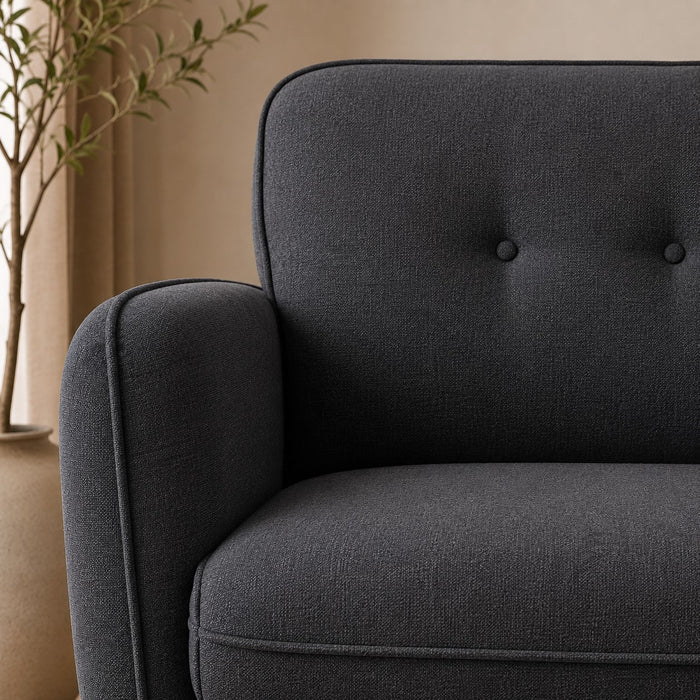 Belmont Fabric Sofa Bed With Natural Wooden Legs, Charcoal Fabric