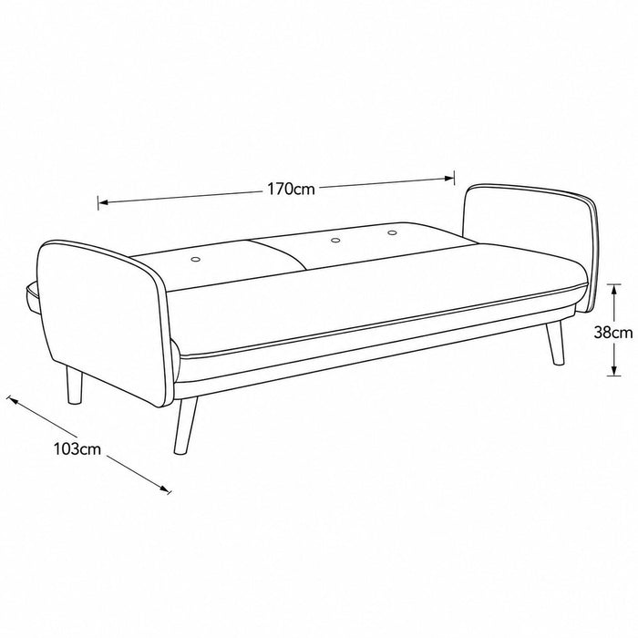 Belmont Fabric Sofa Bed With Natural Wooden Legs, Charcoal Fabric