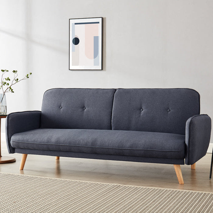 Belmont Fabric Sofa Bed With Natural Wooden Legs, Charcoal Fabric