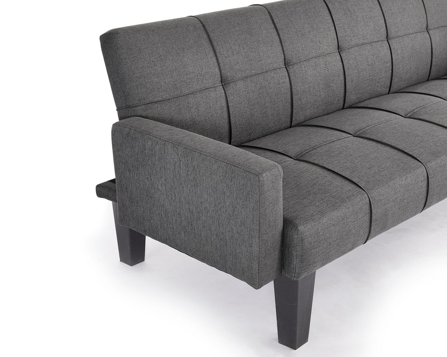 Levine 3 Seater Tufted Fabric Clic-Clac With Black Legs Sofa Bed, Dark Grey