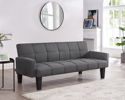 Levine 3 Seater Tufted Fabric Clic-Clac With Black Legs Sofa Bed, Dark Grey