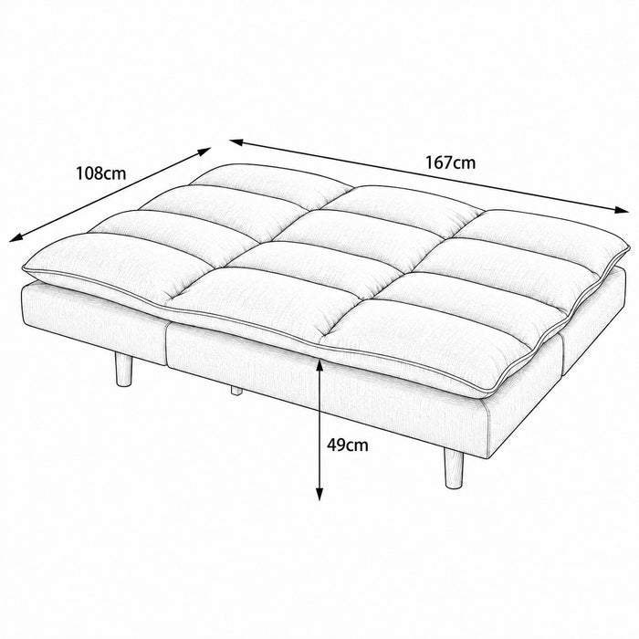 Idris Fabric Sofa Bed  Padded Pillow Topped Wooden Legs Chaise, Grey Fabric