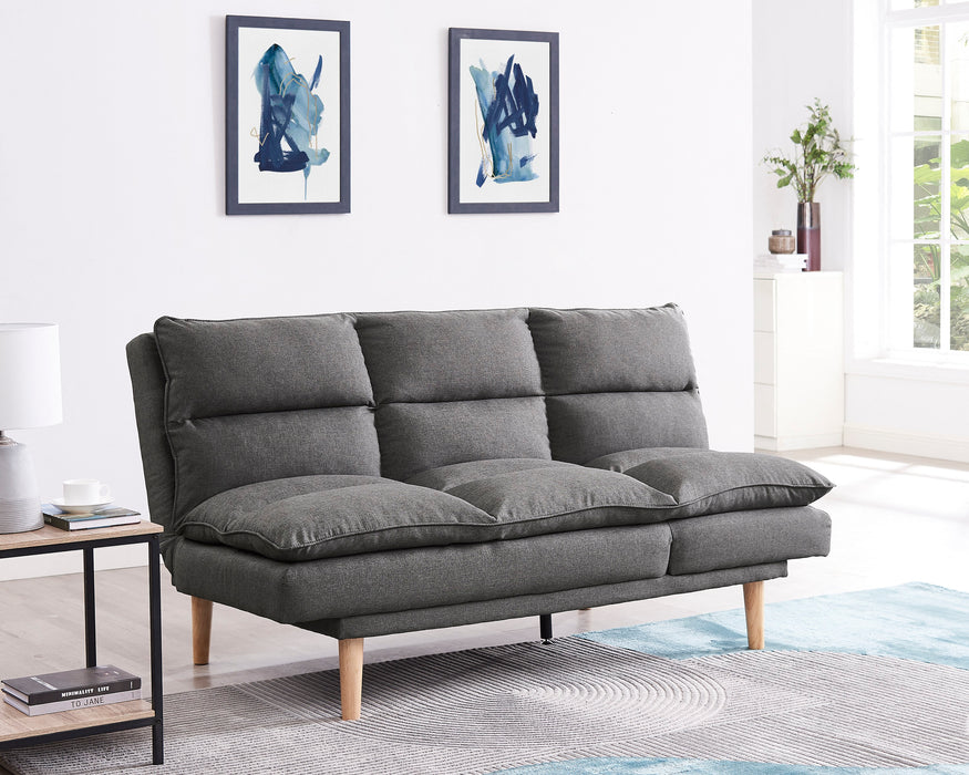 Idris Fabric Sofa Bed  Padded Pillow Topped Wooden Legs Chaise, Grey Fabric