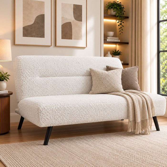Ashley Sofa Bed, White Boucle