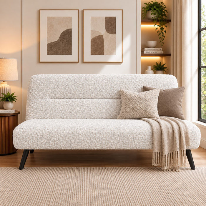 Ashley Sofa Bed, White Boucle