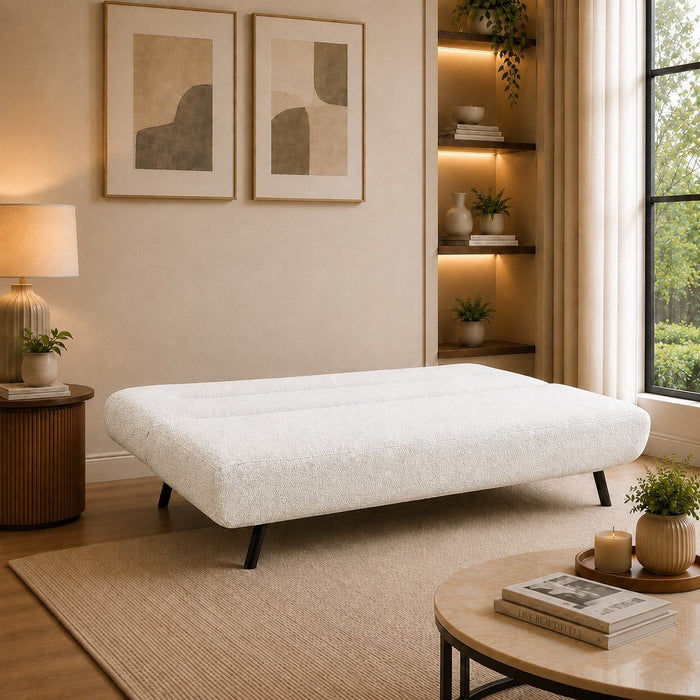 Ashley Sofa Bed, White Boucle