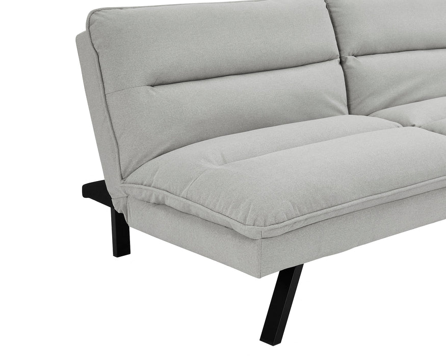 Edmonton 3 Seater Padded Cushions Black Legs Beige Fabric Recliner Sofa Bed