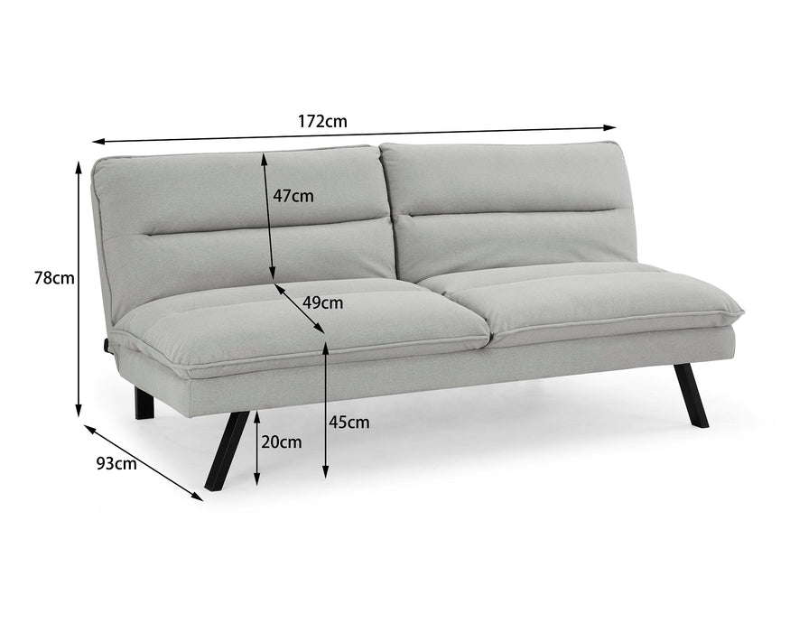 Edmonton 3 Seater Padded Cushions Black Legs Beige Fabric Recliner Sofa Bed