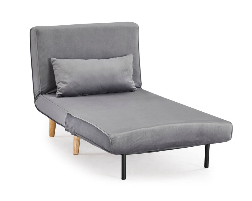 Kendal Velvet Single Sofa Bed Futon, Grey Velvet
