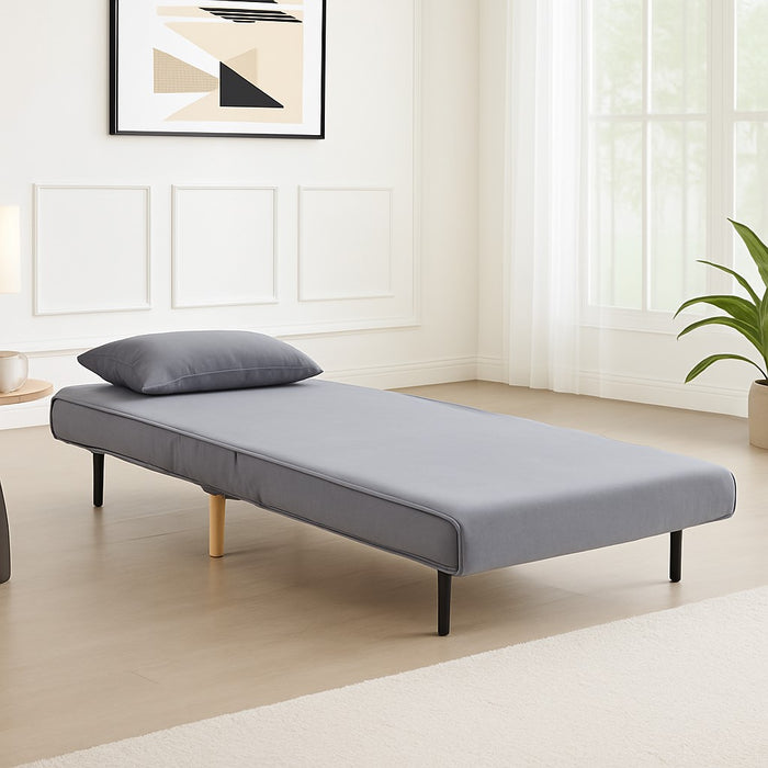 Kendal Velvet Single Sofa Bed Futon, Grey Velvet