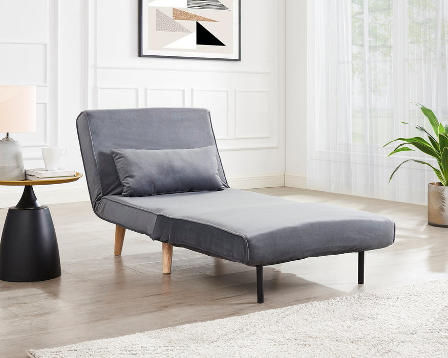 Kendal Grey Velvet Single Futon Sofa Bed