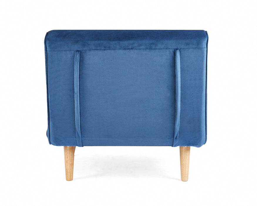 Kendal Velvet Single Sofa Bed Futon, Blue Velvet
