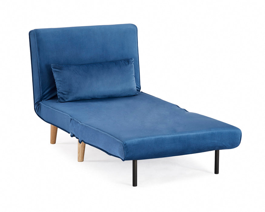 Kendal Velvet Single Sofa Bed Futon, Blue Velvet