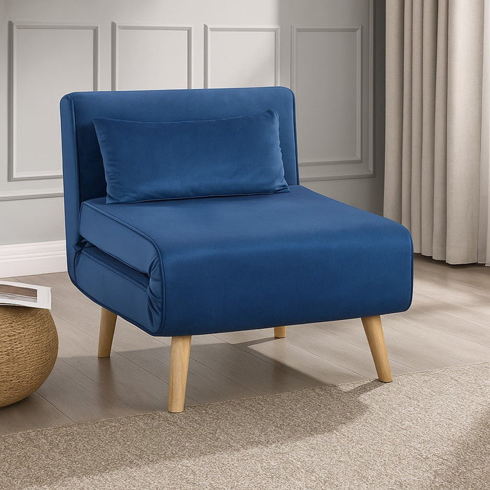 Kendal Velvet Single Sofa Bed Futon, Blue Velvet