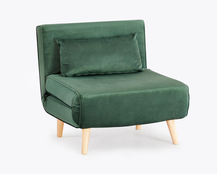 Kendal Velvet Single Sofa Bed Futon, Green Velvet