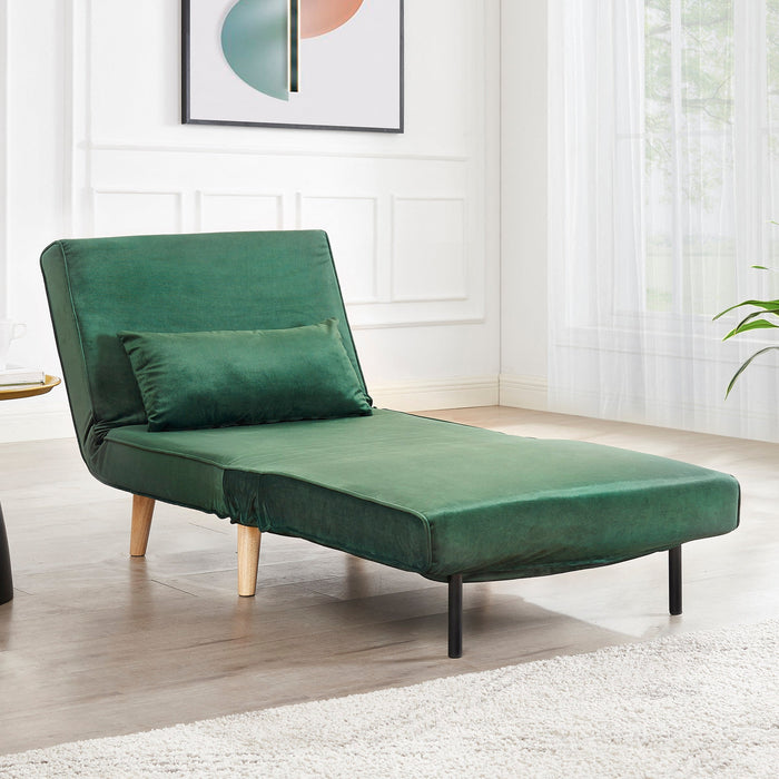 Kendal Velvet Single Sofa Bed Futon, Green Velvet