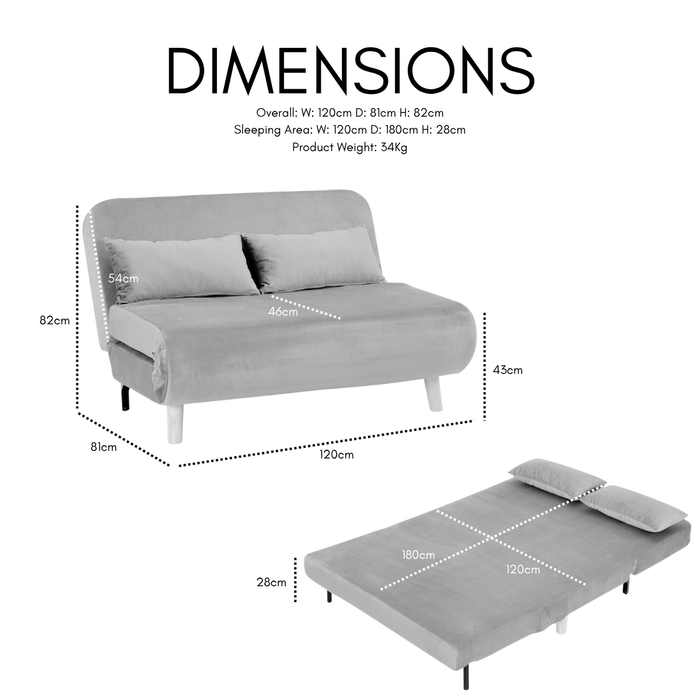 Keller Sofa Bed, Grey Teddy Jumbo Cord