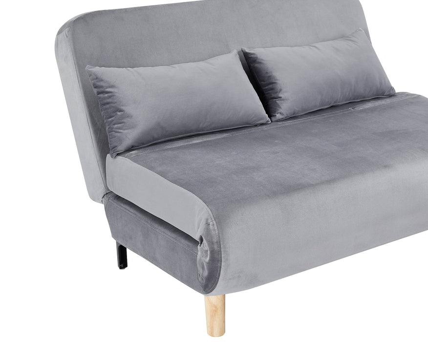 Keller Velvet Sofa Bed Futon, Grey Velvet