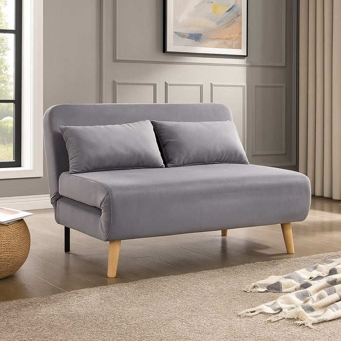 Keller Velvet Sofa Bed Futon, Grey Velvet