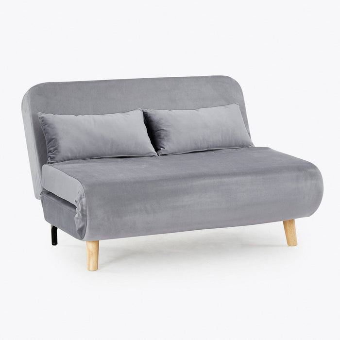 Keller Velvet Sofa Bed Futon, Grey Velvet