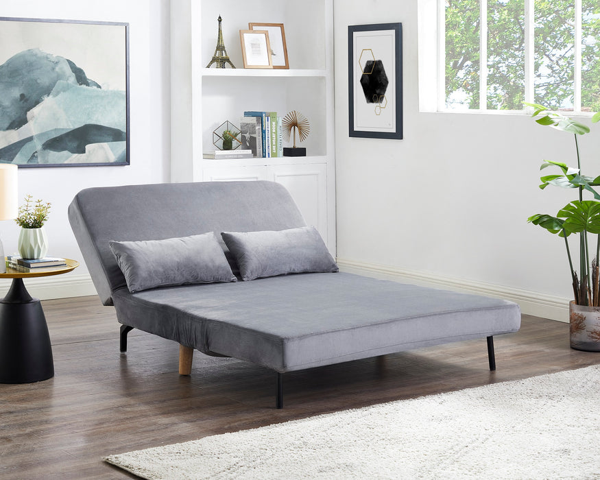 Keller Velvet Sofa Bed Futon, Grey Velvet