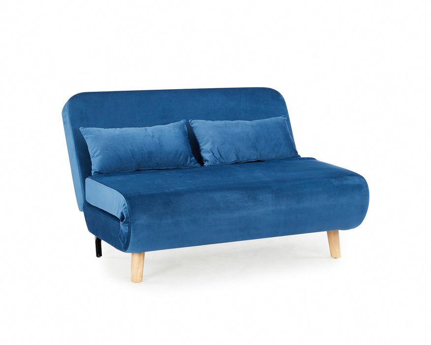 Keller Blue Velvet double Futon Sofa Bed