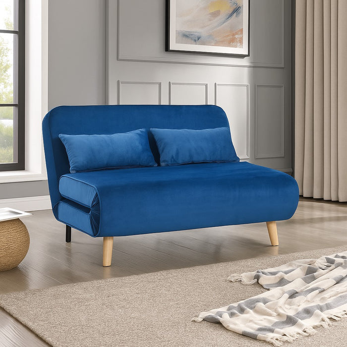 Keller Velvet Sofa Bed Futon, Blue Velvet