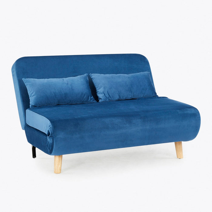 Keller Velvet Sofa Bed Futon, Blue Velvet