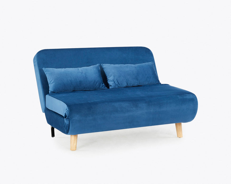 Keller Velvet Sofa Bed Futon, Blue Velvet
