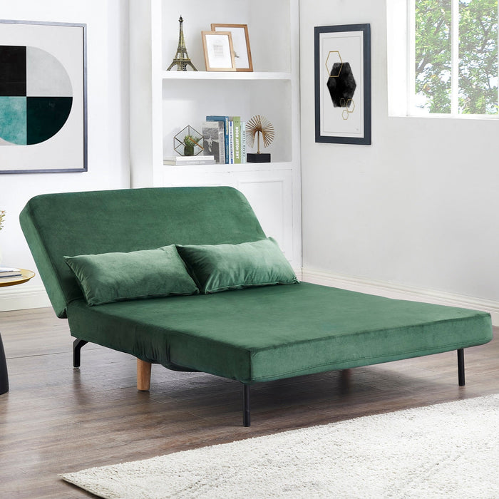 Keller Velvet Sofa Bed Futon, Green Velvet