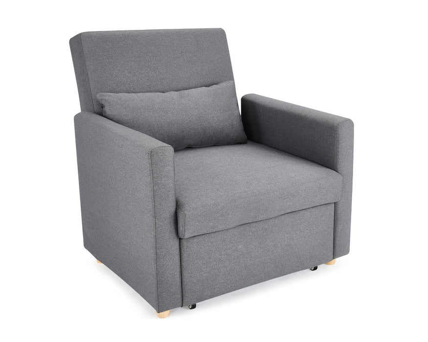 Ross Single Chair Sofa Bed Armchair Sleeper Grey Fabric Chaise Pull Out Sofa Bed